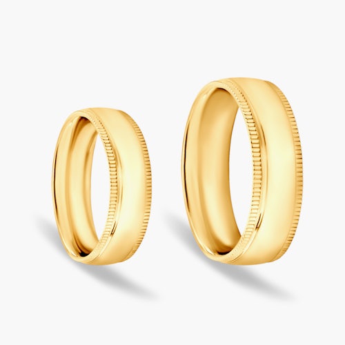 Obrączki ślubne: złote, półokrągłe, 6 mm